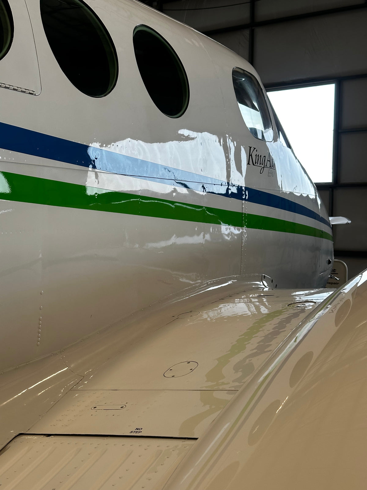 Beechcraft King Air turboprop with a clean exterior after aircraft detailing with Fly Shiny aircraft cleaning products - Fly Shiny Aircraft Detailing Blog