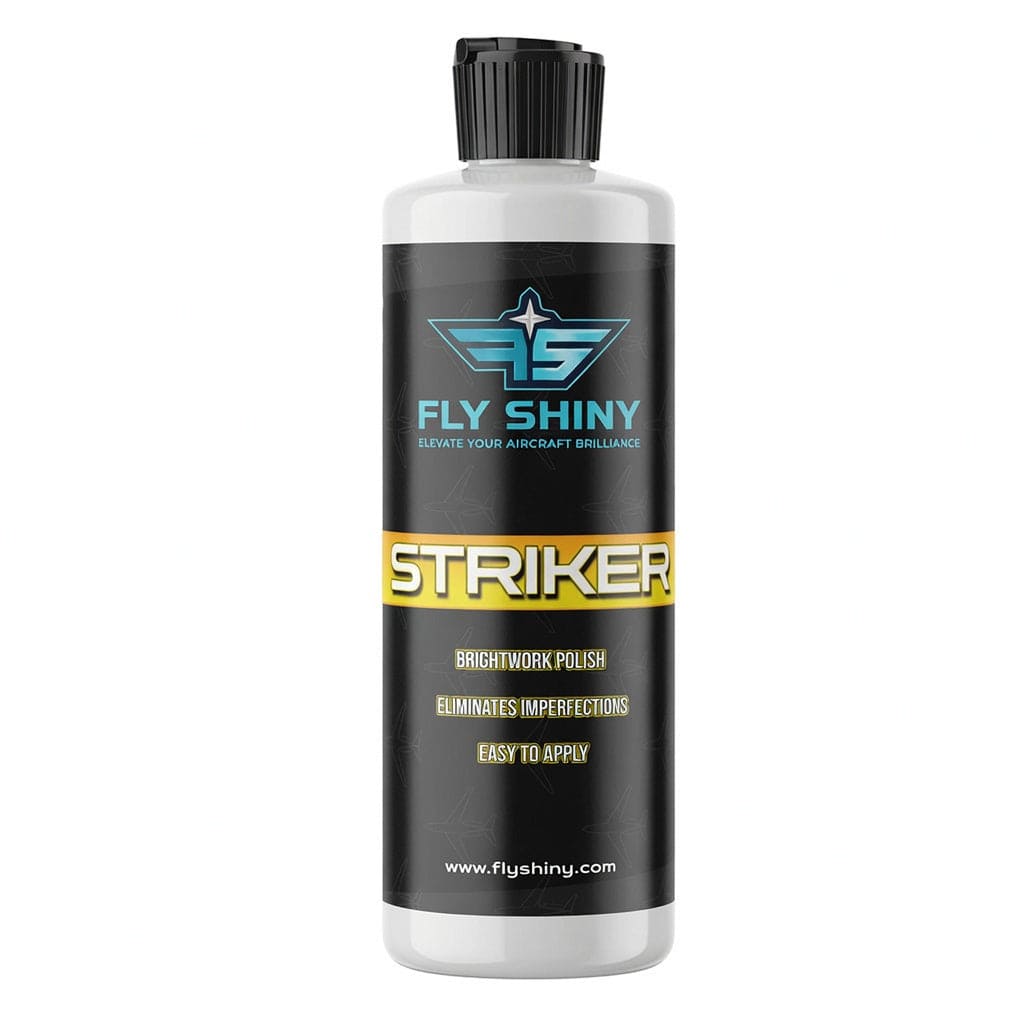 Fly Shiny Striker aircraft aluminum metal polish, 16 oz – medium-cut brightwork polish for oxidation and surface staining - Aircraft Detailing Product by Fly Shiny