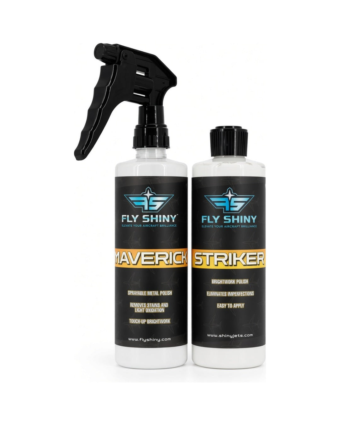 Fly Shiny One-Step Brightwork Combo, Striker and Maverick metal polish kit