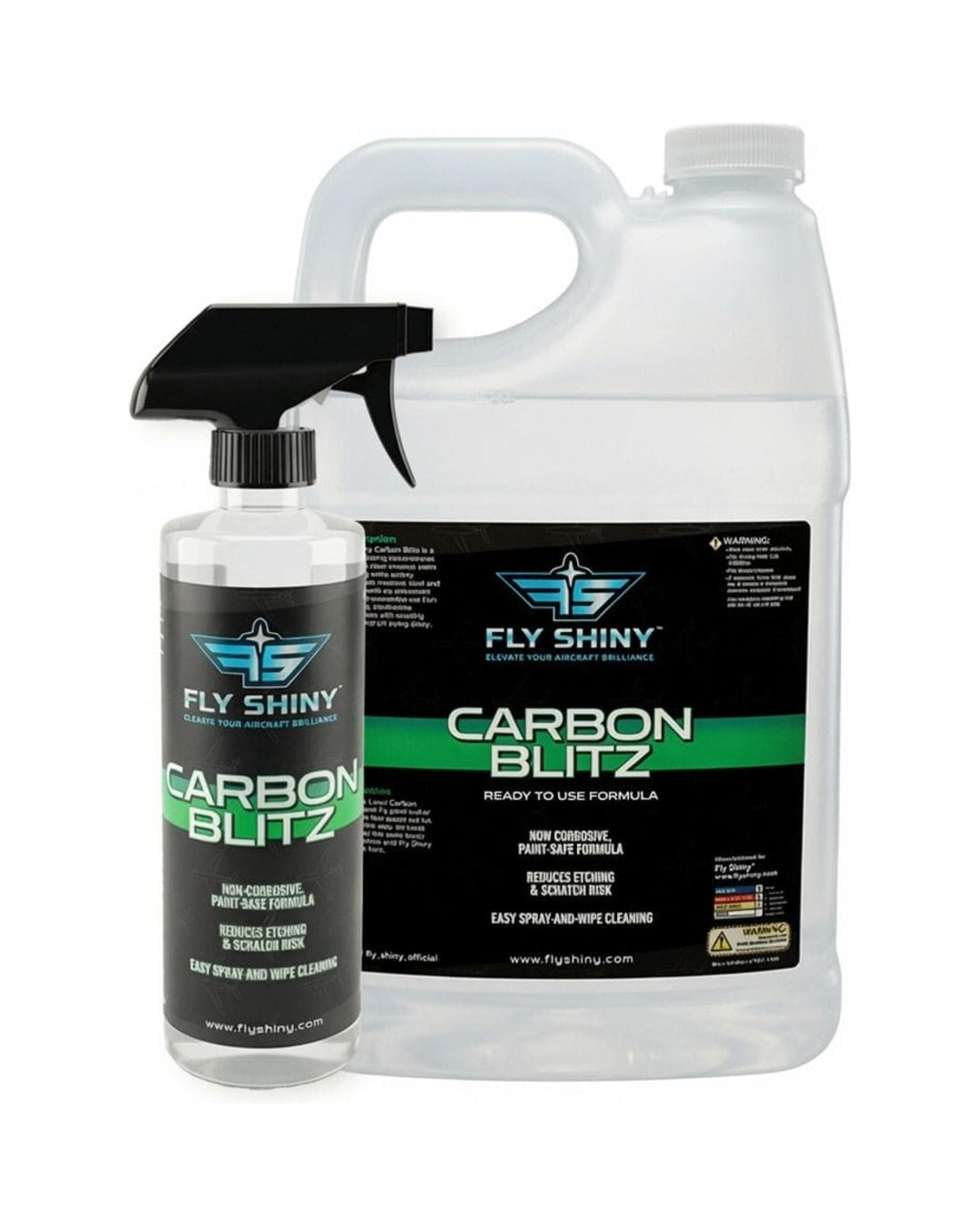 Fly Shiny Carbon Blitz aircraft exhaust and soot cleaner, 16 oz and 1 gallon