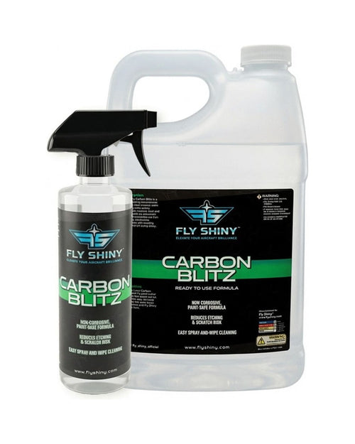 Fly Shiny Carbon Blitz aircraft exhaust and soot cleaner, 16 oz and 1 gallon