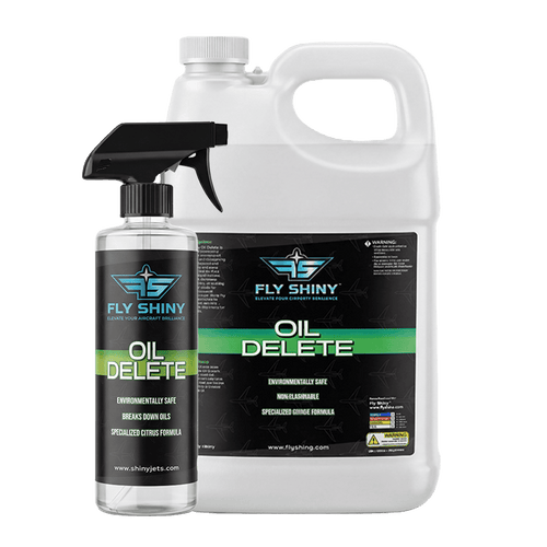 Fly Shiny Oil Delete Citrus-Based Degreaser – Aircraft Oil, Grease & Hydraulic Fluid Remover, 16 oz / 1 Gallon