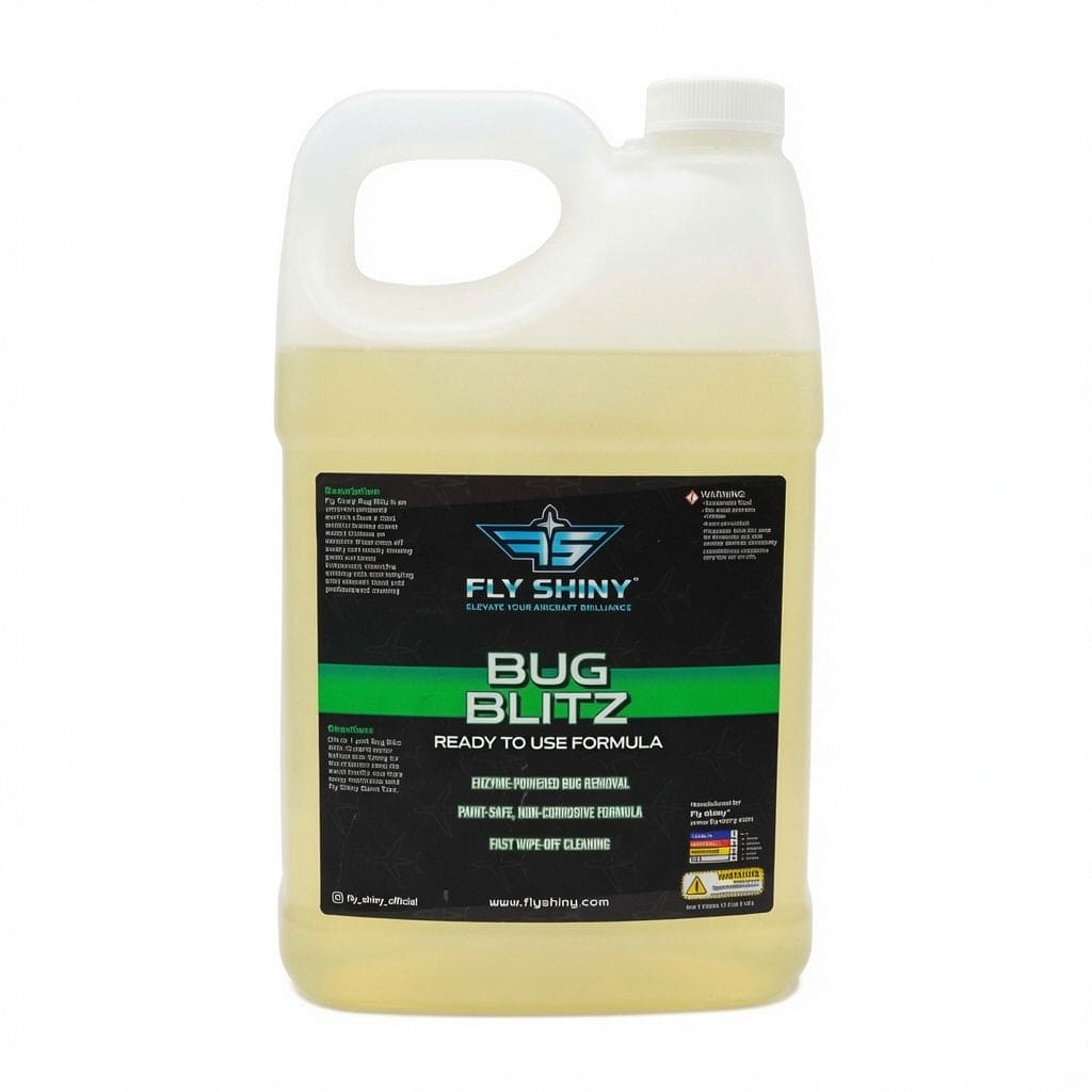 Fly Shiny Bug Blitz Enzyme-Powered Aircraft Insect & Bug Residue Remover – No-Scrub Leading Edge Cleaner, RTU & Concentrate
