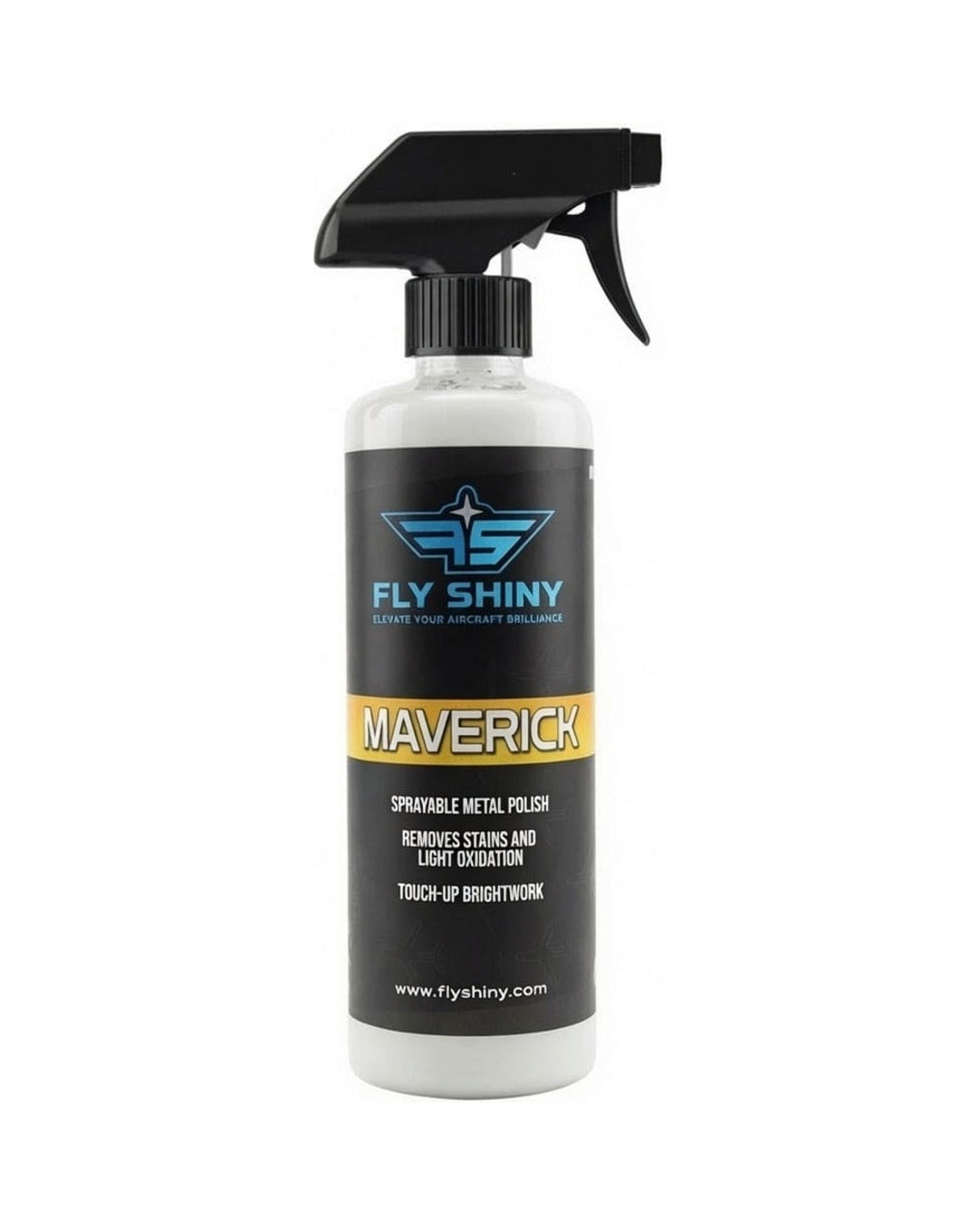 Fly Shiny Maverick sprayable aircraft aluminum metal polish, 16 oz spray bottle